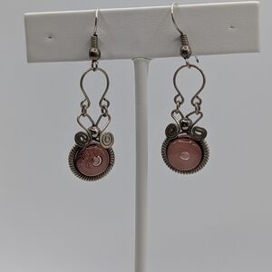 Artisan Silver and Amethyst Colored Glass Earrings